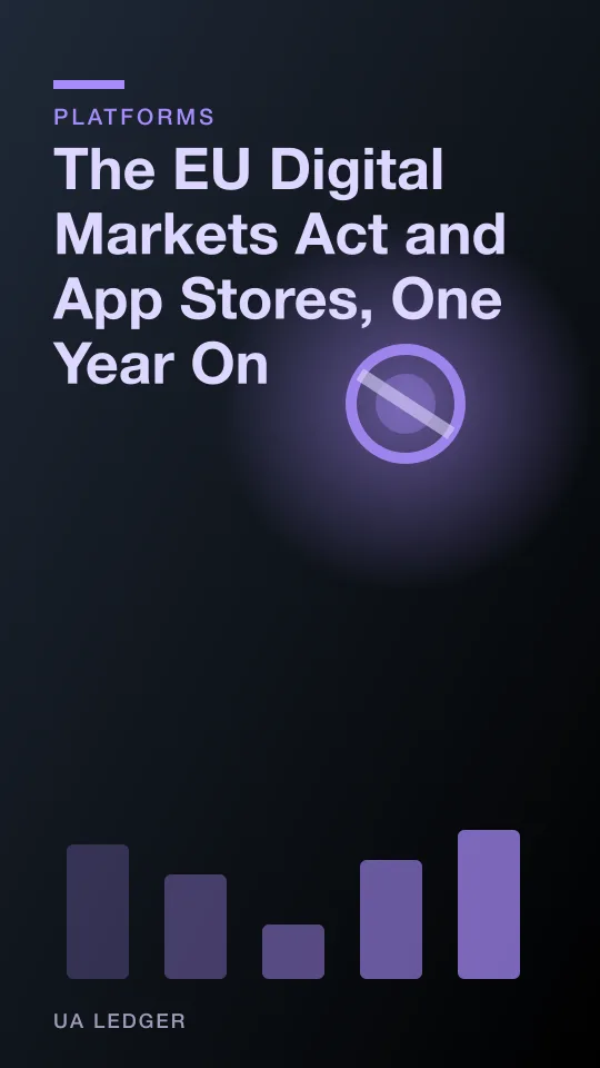 Abstract gate icon opening onto a grid of app tiles