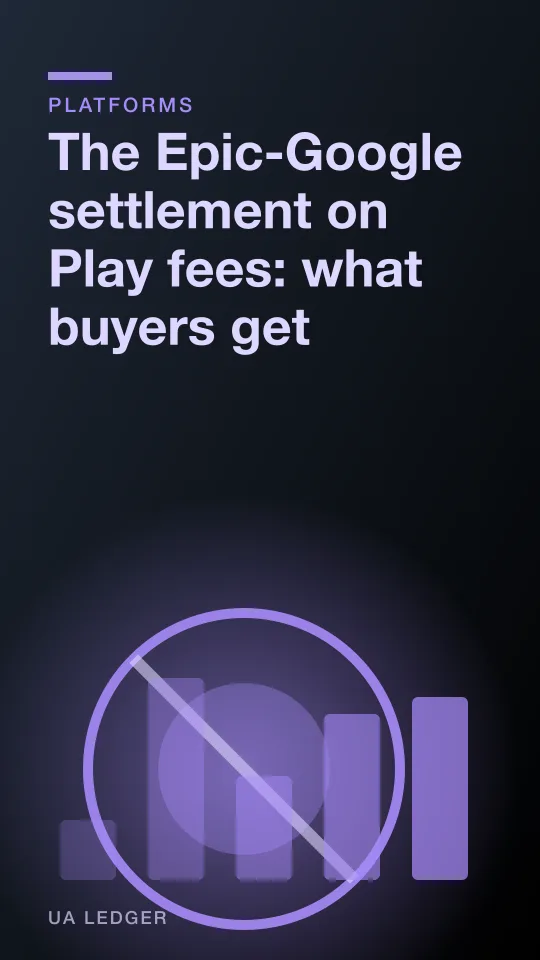 Abstract illustration of two negotiating hands over a fractured app store icon