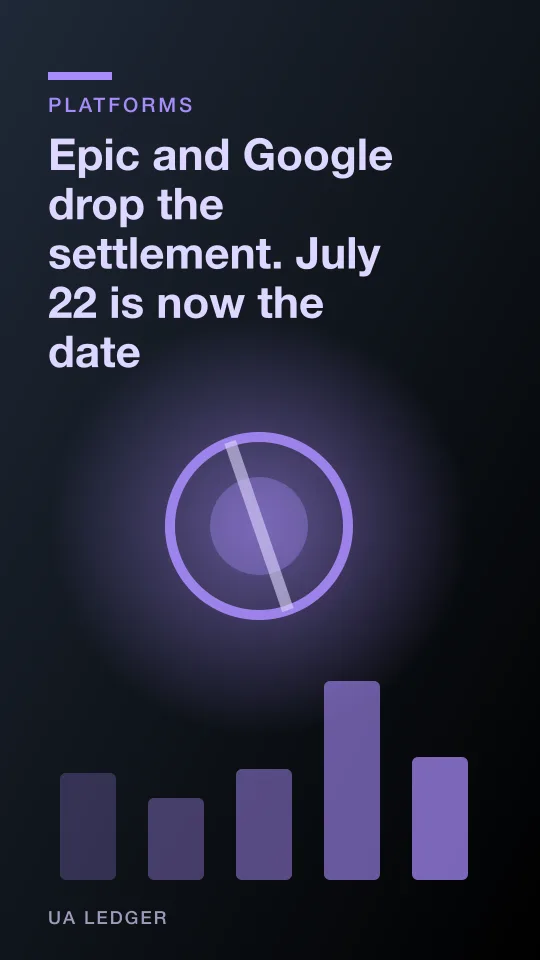 An abstract courtroom gavel dissolving into app store grid icons
