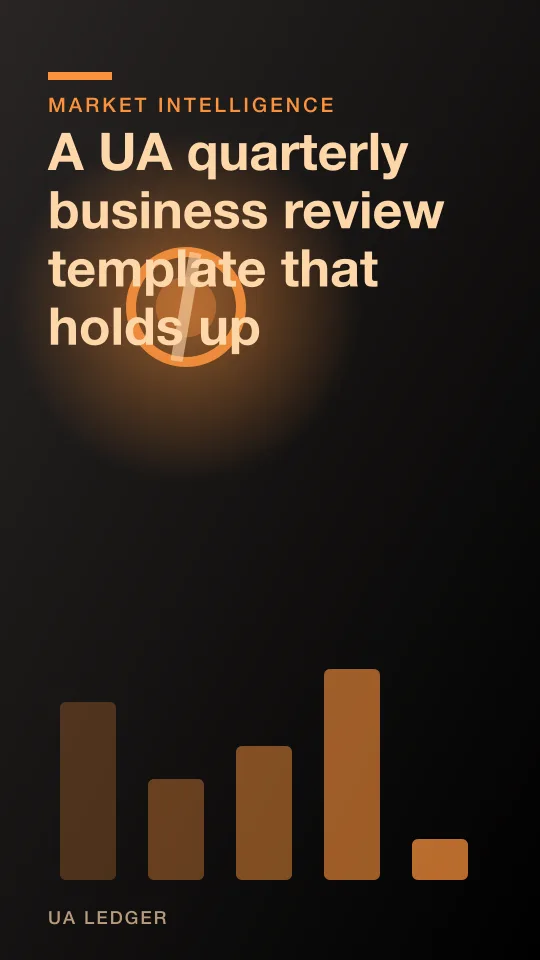Abstract illustration of a quarterly report dashboard with shifting bar charts