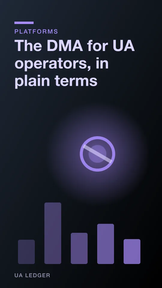An abstract European flag pattern overlaid with app store and commission percentage icons