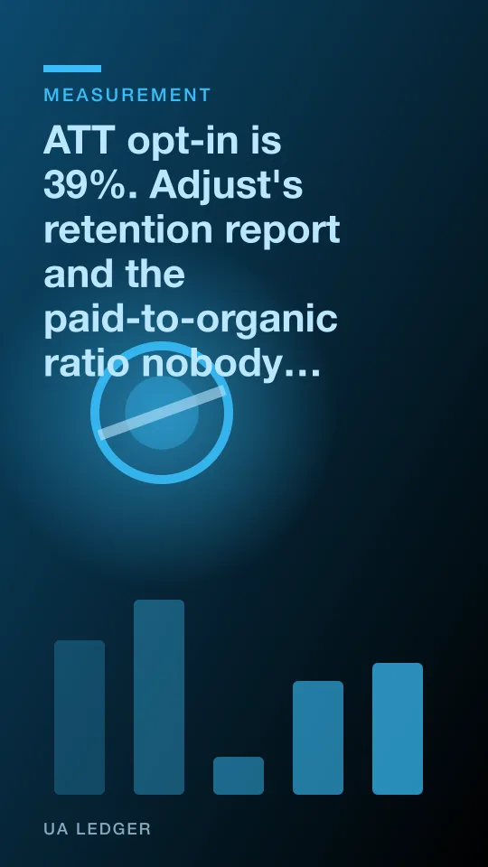 Abstract split bar representing paid and organic segments diverging