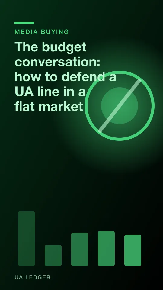 Abstract editorial illustration of a flat line chart propping up a budget ledger