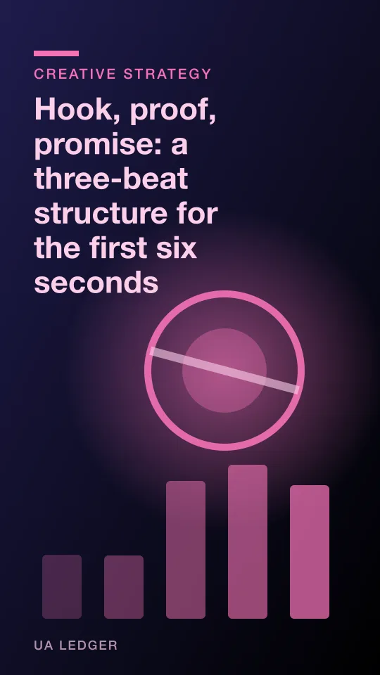 Abstract illustration of three sequential beats leading into an open doorway