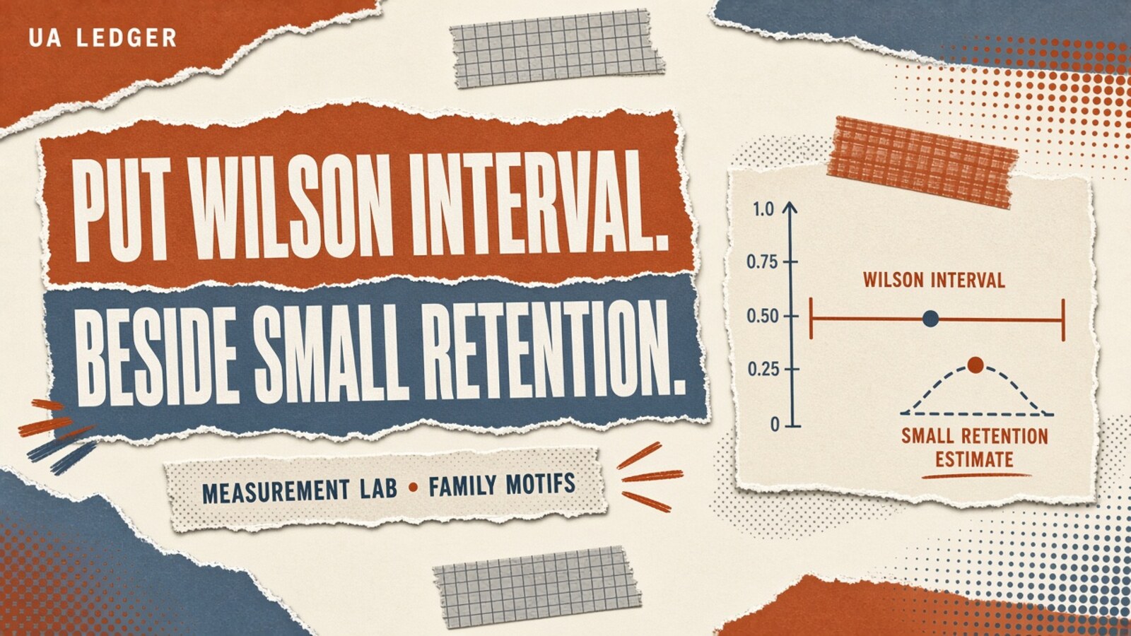 Editorial collage hero: measurement-lab-retention-wilson-interval