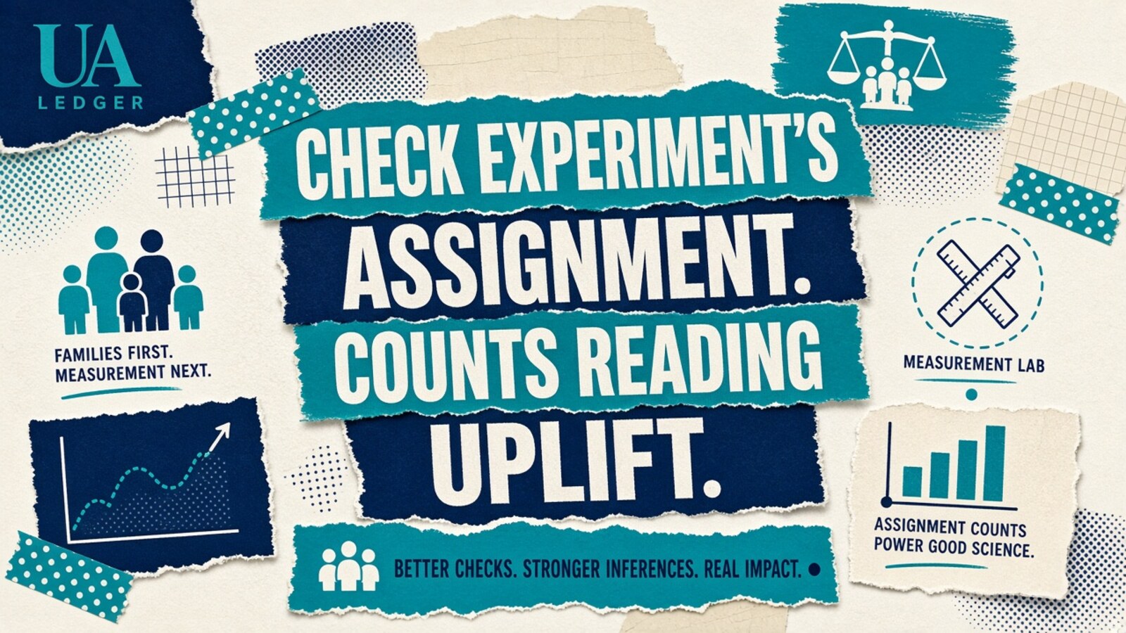 Editorial collage hero: measurement-lab-sample-ratio-diagnostic